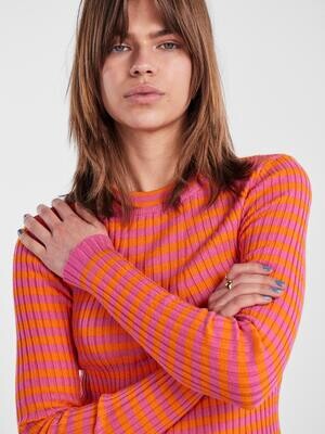 PCCRISTA LS O-NECK KNIT NOOS BC Persimmon Orange/SHO