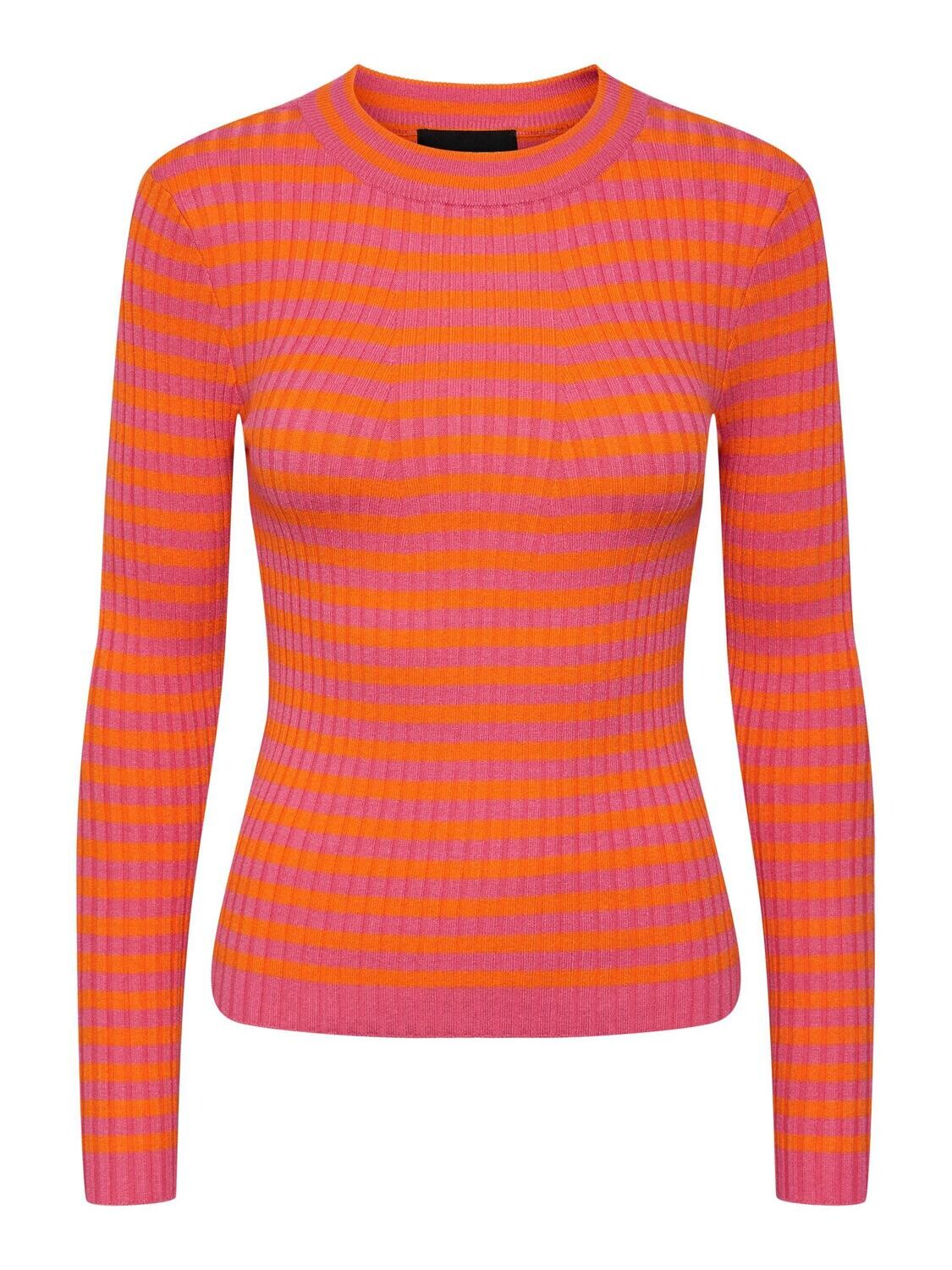 PCCRISTA LS O-NECK KNIT NOOS BC Persimmon Orange/SHO
