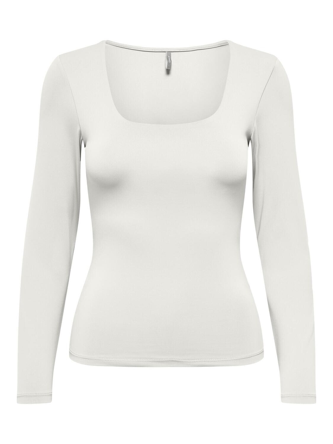 ONLEA L/S 2-WAY DEEP NECK TOP JRS NOOS Cloud Dancer