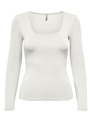 ONLEA L/S 2-WAY DEEP NECK TOP JRS NOOS Cloud Dancer