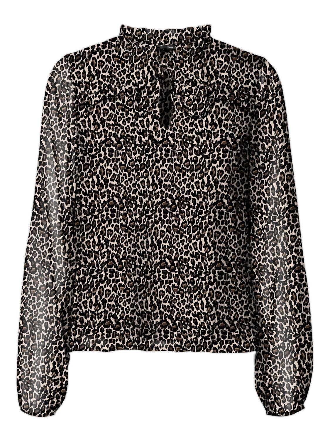 VMMILLA LS TOP WVN GA NOOS Oatmeal/Linea leo