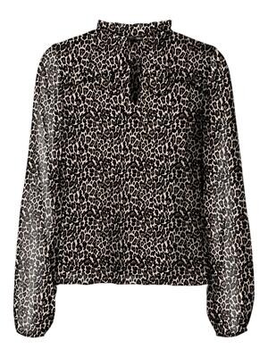 VMMILLA LS TOP WVN GA NOOS Oatmeal/Linea leo