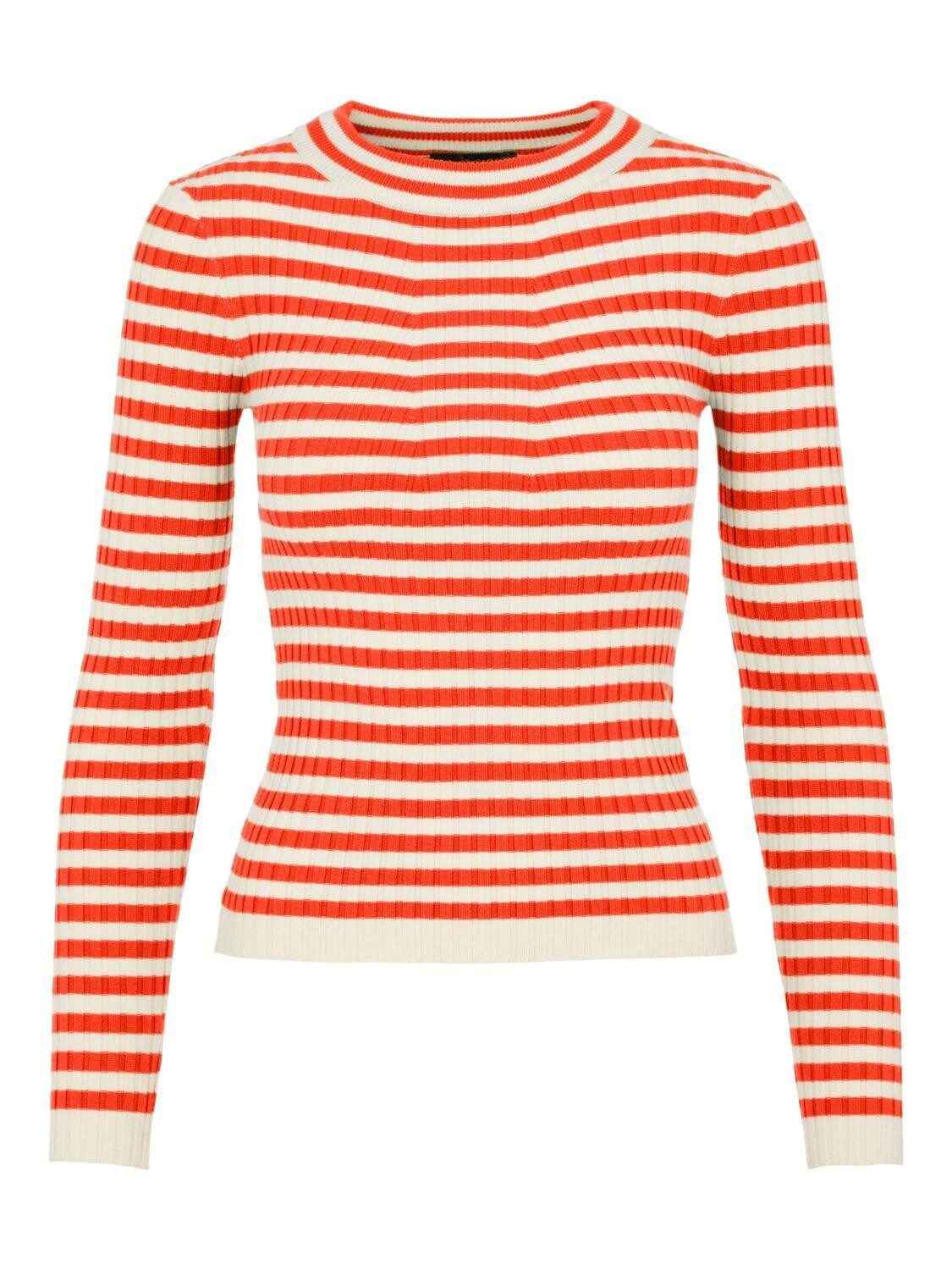 PCCRISTA LS O-NECK KNIT NOOS BC Tangerine Tango/WITH