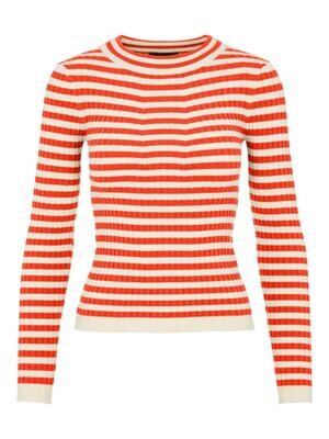 PCCRISTA LS O-NECK KNIT NOOS BC Tangerine Tango/WITH