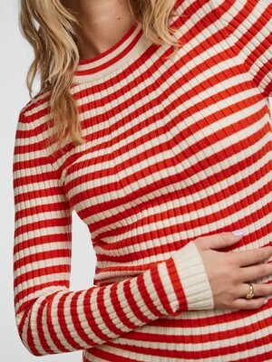 PCCRISTA LS O-NECK KNIT NOOS BC Tangerine Tango/WITH