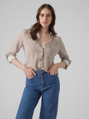 VMBUMPY L/S SHIRT NEW WVN GA NOOS Brown Lentil/Snow wh