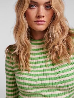 PCCRISTA LS O-NECK KNIT NOOS BC Absinthe Green/WITH