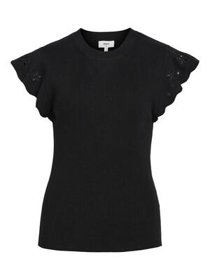 OBJREYNARD RIB S/S KNIT TOP 128 Black