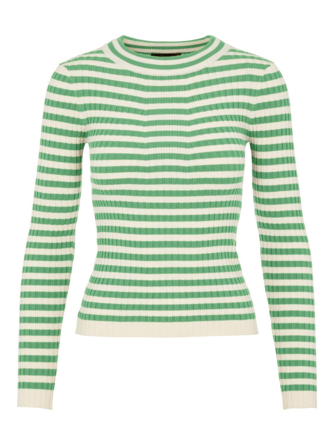 PCCRISTA LS O-NECK KNIT NOOS BC Absinthe Green/WITH