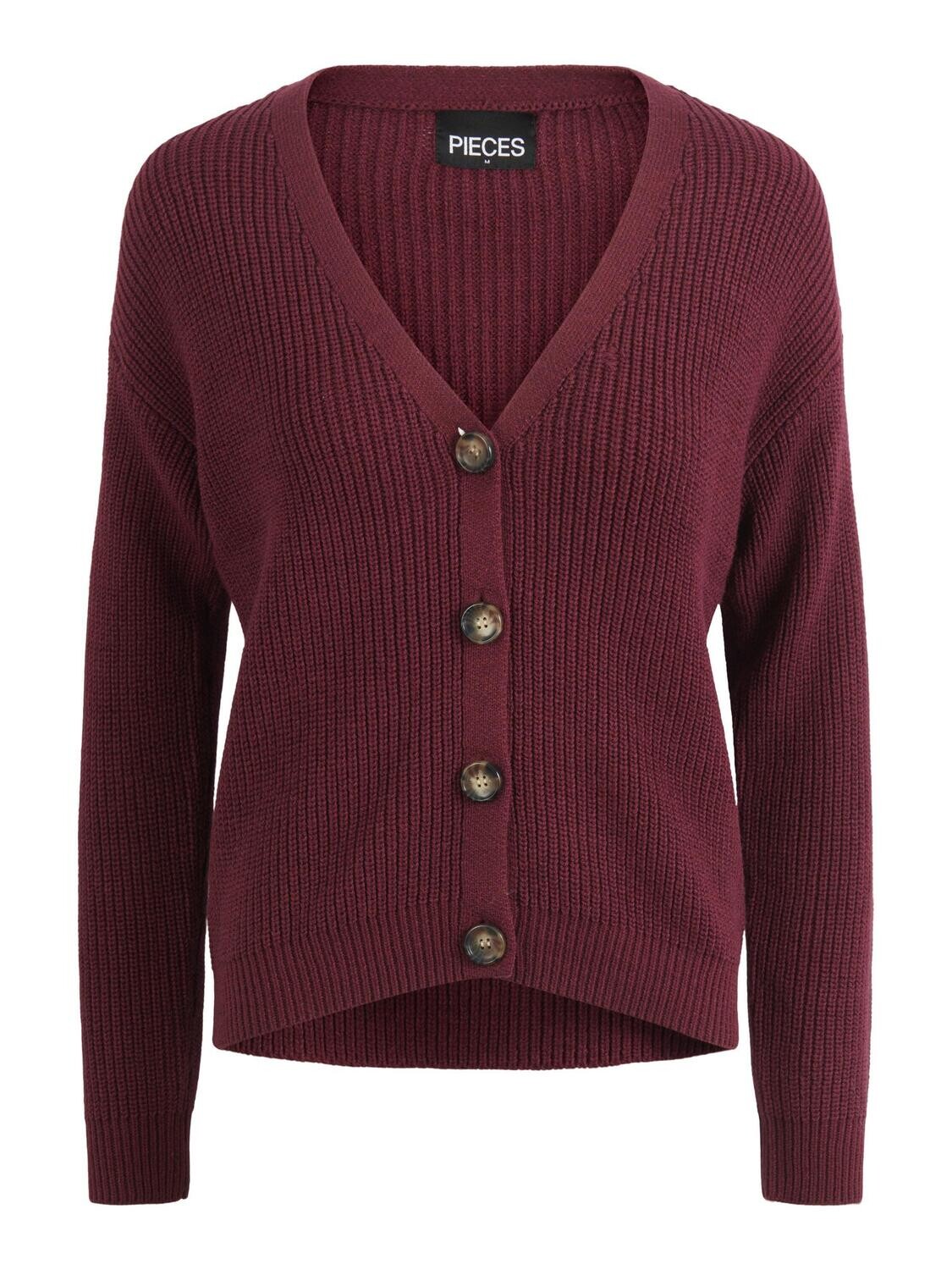 PCKARIE LS KNIT CARDIGAN NOOS BC Grape Wine