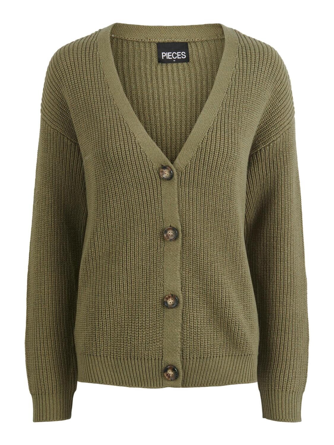 PCKARIE LS KNIT CARDIGAN NOOS BC Deep Lichen Green