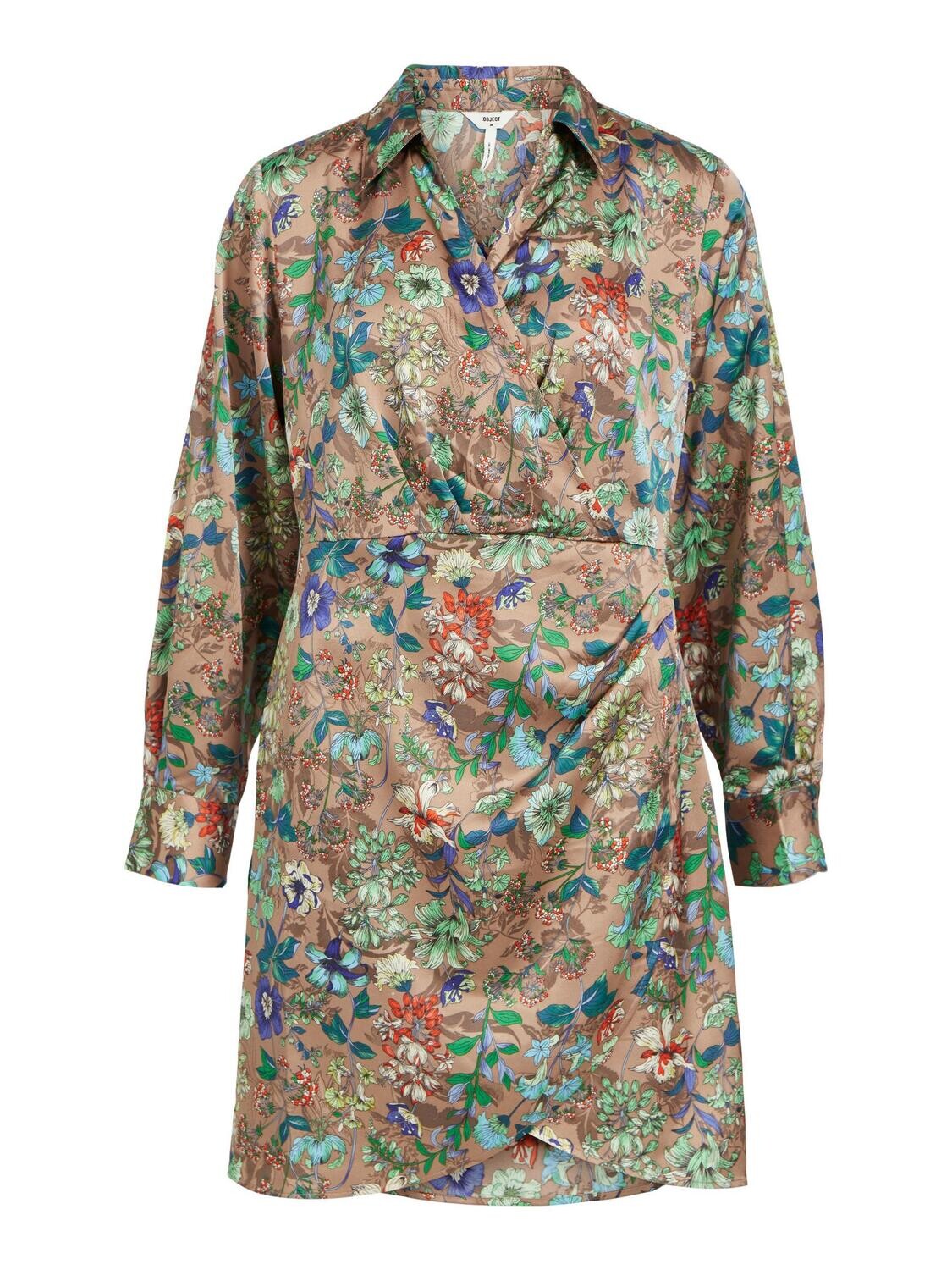 OBJMARIKA LS SHORT DRESS A DIV Fossil-AOP FLOWER