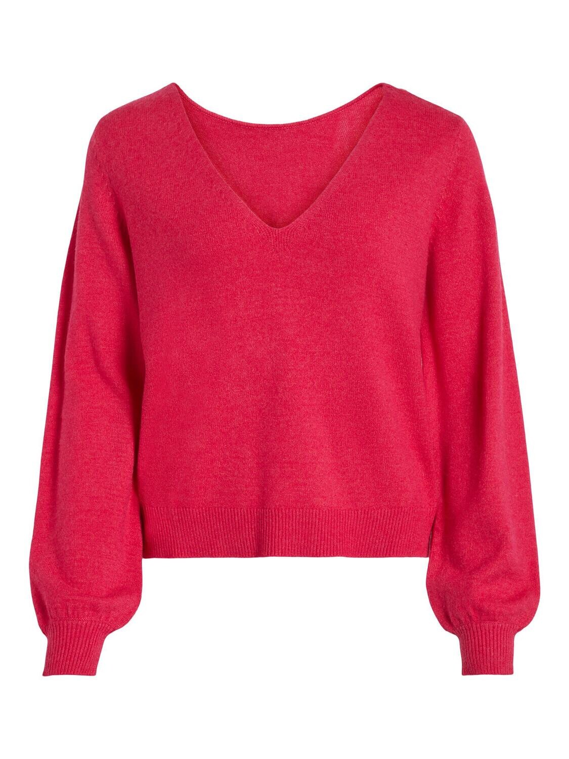 VIRIL REV V-NECK L/S KNIT TOP - NOOS Love Potion/MELANGE