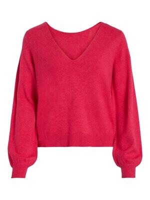 VIRIL REV V-NECK L/S KNIT TOP - NOOS Love Potion/MELANGE