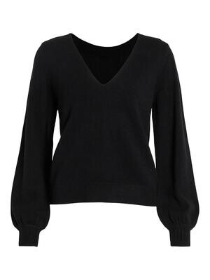 VIRIL REV V-NECK L/S KNIT TOP - NOOS Black