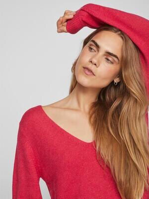 VIRIL REV V-NECK L/S KNIT TOP - NOOS Love Potion/MELANGE
