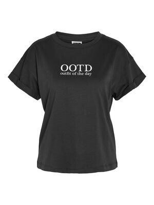 NMGABY QUOTE S/S O-NECK T-SHIRT FWD Obsidian-OOTD