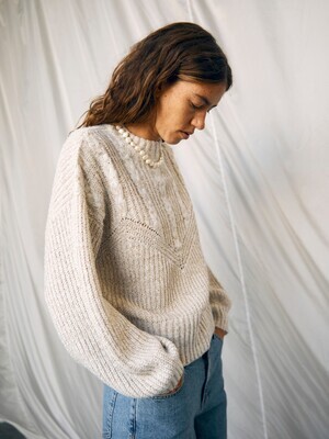 OBJNOVA STELLA CABLE KNIT PULLOVER NOOS Humus/MELANGE