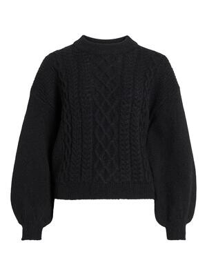 VICHINTI O-NECK CABLE KNIT TOP-NOOS Black