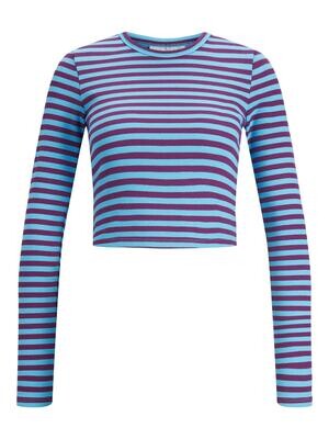 JXFELINE STR LS STRIPE RIB TEE JRS Aquarius/DARK PURPLE