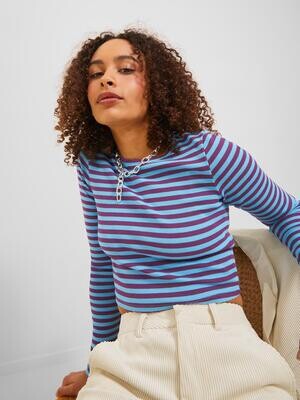 JXFELINE STR LS STRIPE RIB TEE JRS Aquarius/DARK PURPLE