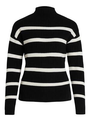 VIRIL MOCKNECK L/S KNIT RIB TOP 2- NOOS Black-WHITE ALYSSUM