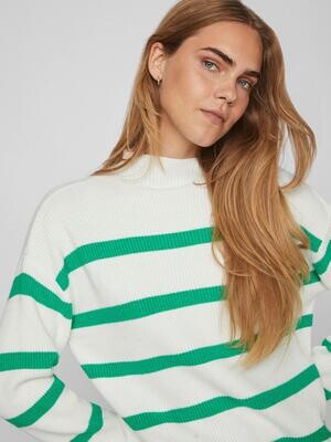 VIRIL MOCKNECK L/S KNIT RIB TOP 2- NOOS White Alyssum-BRIGHT GREEN