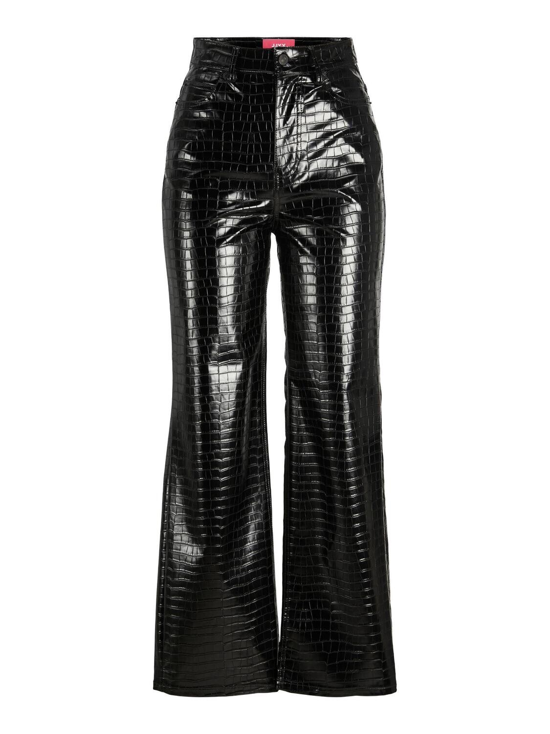 JXKENYA HW STRAIGHT FAUX LEAT PANT NOOS Black/CROC