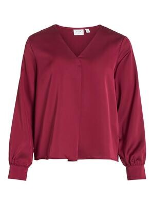 VIELLETTE V-NECK L/S TOP - NOOS Beet Red