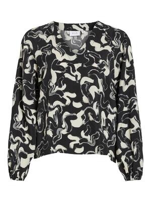 VIDOGMA ACY L/S V-NECK TOP/SU Black-ACY N BIRCH