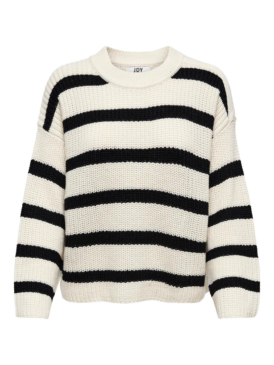 JDYJUSTY L/S STRIPE PULLOVER KNT NOOS Eggnog-BLACK