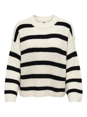 JDYJUSTY L/S STRIPE PULLOVER KNT NOOS Eggnog-BLACK
