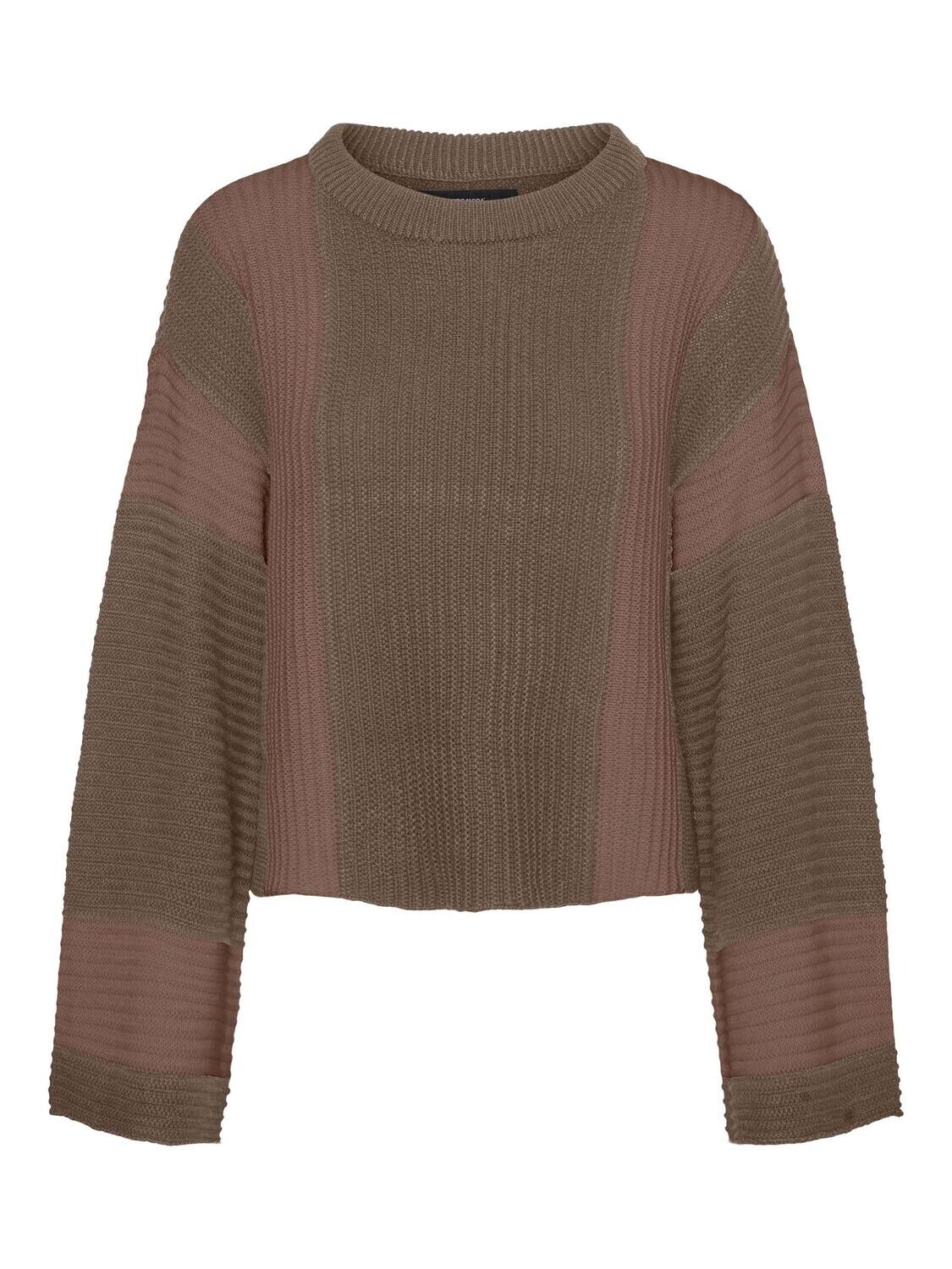 VMGIGI LS O-NECK PULLOVER LCS Chocolate Chip-W. VERTICAL BR
