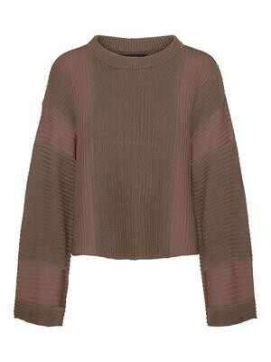 VMGIGI LS O-NECK PULLOVER LCS Chocolate Chip-W. VERTICAL BR