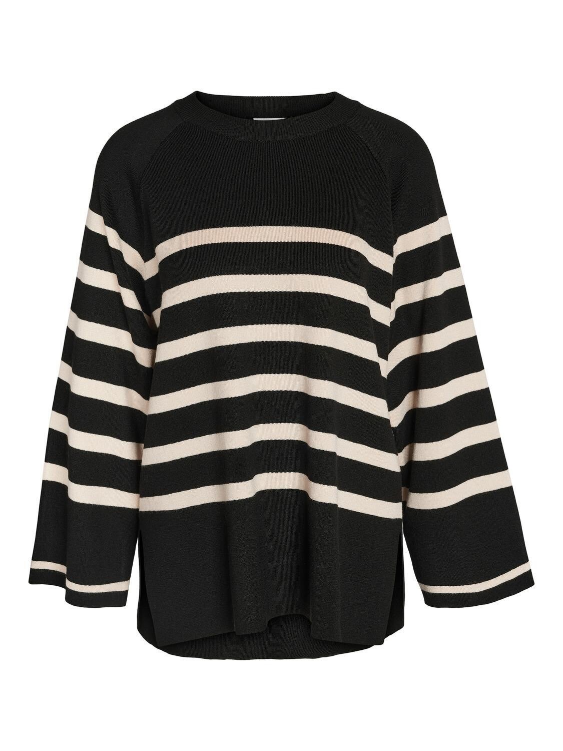 NMFIFI L/S O-NECK TUNIC KNIT FWD Black-OATMEAL