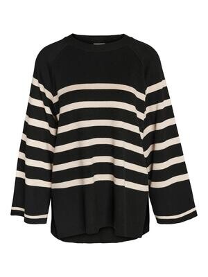 NMFIFI L/S O-NECK TUNIC KNIT FWD Black-OATMEAL