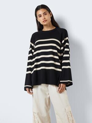 NMFIFI L/S O-NECK TUNIC KNIT FWD Black-OATMEAL