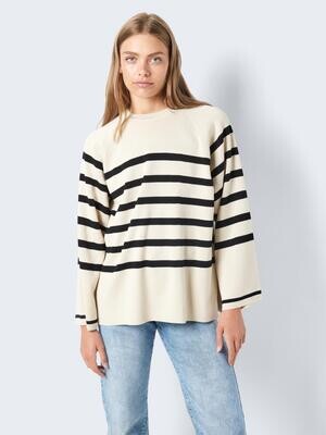 NMFIFI L/S O-NECK TUNIC KNIT FWD Oatmeal/BLACK