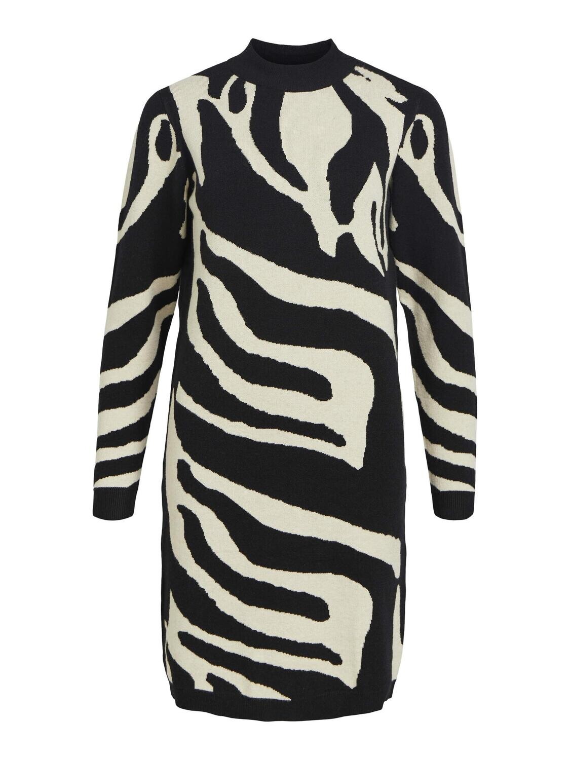 OBJRAY L/S KNIT DRESS AOP NOOS Black/SANDSHELL BIG