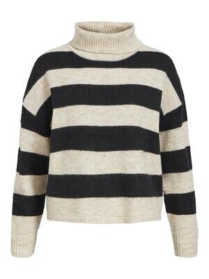 OBJMINNA L/S ROLLNECK KNIT PULLOVER NOOS Sandshell-BLACK
