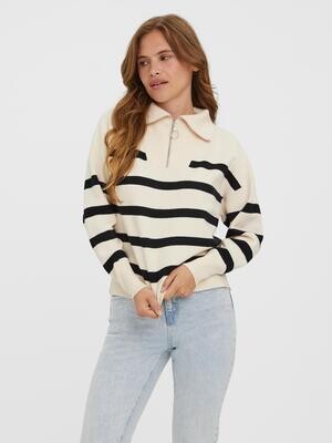 VMSABA STRIPE LS HIGHNECK BLOUSE GA NOOS Birch/BLACK