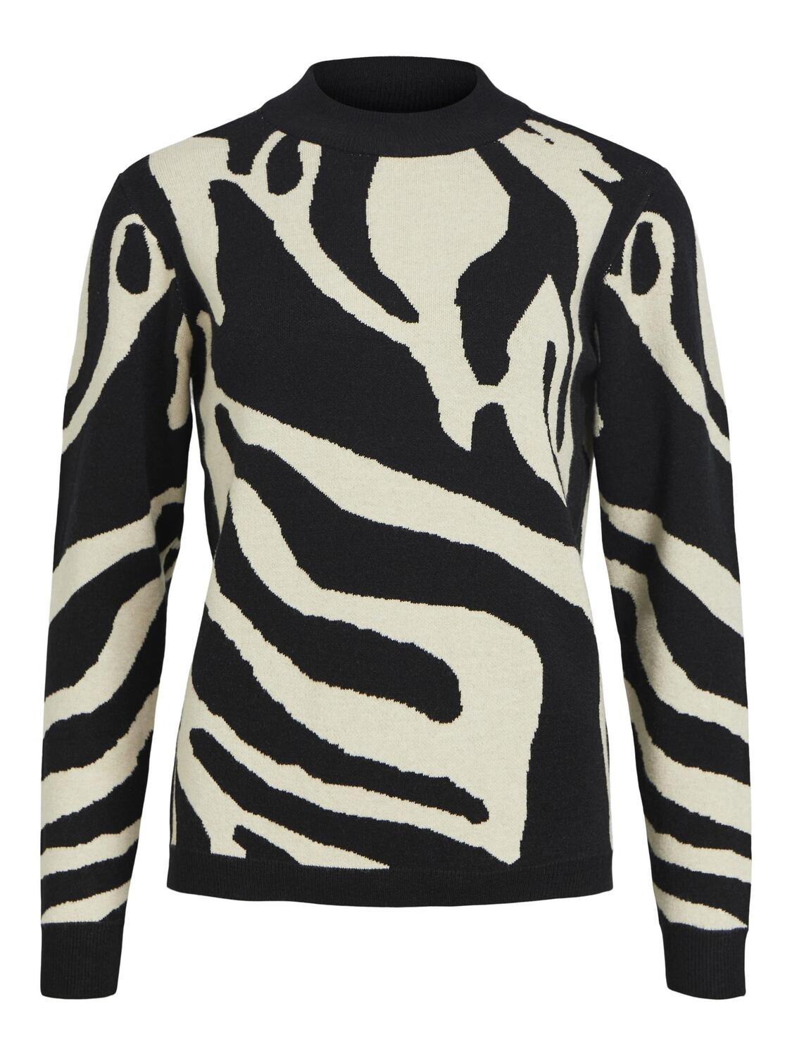 OBJRAY L/S KNIT PULLOVER AOP NOOS Black-SANDSHELL BIG ANIMAL AOP