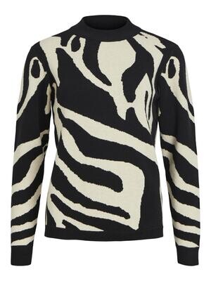 OBJRAY L/S KNIT PULLOVER AOP NOOS Black-SANDSHELL BIG ANIMAL AOP