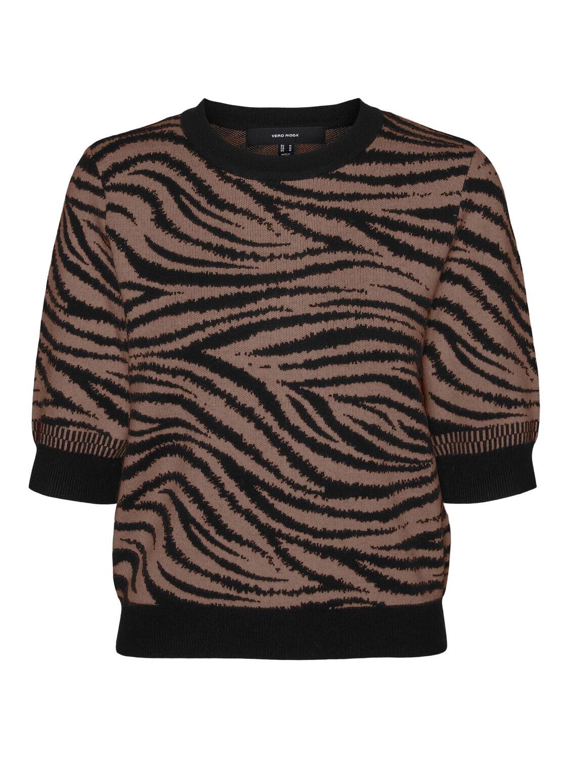 VMROE 2/4 O-NECK PULLOVER GA Black-BROWN LENTIL