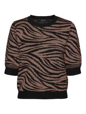 VMROE 2/4 O-NECK PULLOVER GA Black-BROWN LENTIL