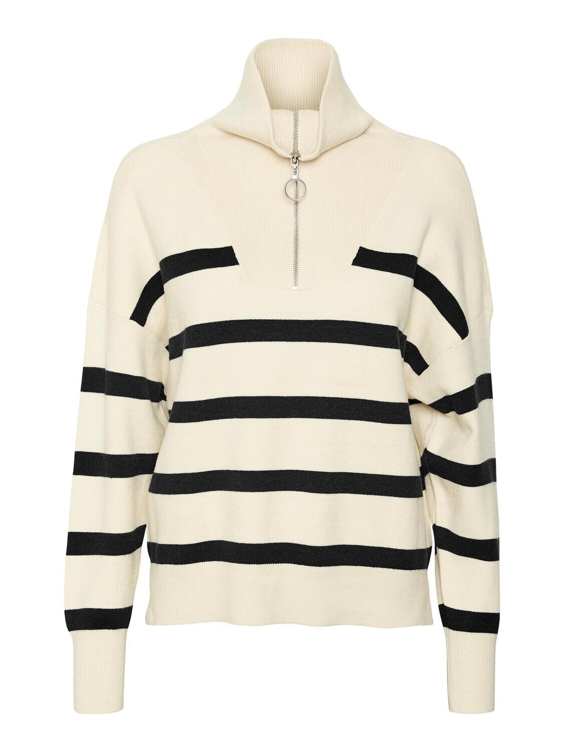 VMSABA STRIPE LS HIGHNECK BLOUSE GA NOOS Birch/BLACK