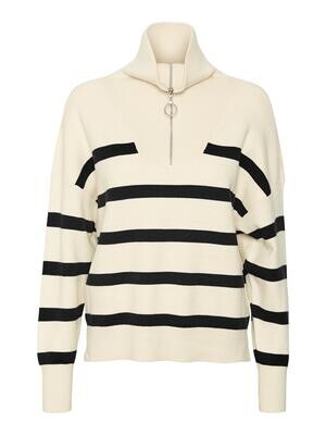 VMSABA STRIPE LS HIGHNECK BLOUSE GA NOOS Birch/BLACK