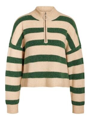 NMNEWALICE L/S HALF ZIP KNIT NOOS Foliage Green-IRISH CREAM