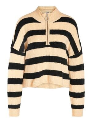 NMNEWALICE L/S HALF ZIP KNIT NOOS Black-IRISH CREAM