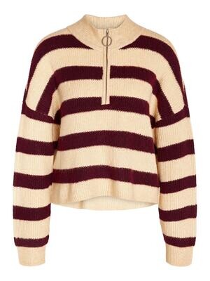 NMNEWALICE L/S HALF ZIP KNIT NOOS Windsor Wine-IRISH CREAM